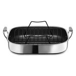 HexClad Hybrid Nonstick Roasting Pan with Rack, Dishwasher-Friendly and Oven-Safe Up to 480°C, Compatible with All Cooktops