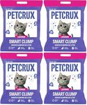 PetCrux Smart Clump Cat Litter 20Kg, 100% Natural Bentonite Odour Lock Lavender Scented Clay, Dust Free, 4 Packs of 5 Kgs (Combo)
