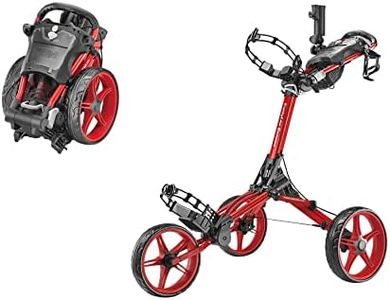 Caddytek CaddyLite Compact Semi-Auto Folding and Unfolding Golf Push Cart, Red