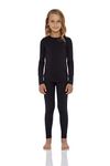 Rocky Thermal Underwear for Girls Fleece Lined Thermals Kids Base Layer Long John Set Black