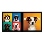 ArtX Paper Cute Dogs Wall Art Painting, Multicolor, Animal, 13X13 in each, Set of 2