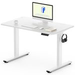 FlexiSpot E1 Plus ONE PIECE Electric Standing Desk Height Adjustable Sit Stand Desk with Memory Smart Panel(100 * 60cm, White Frame+White Desktop)