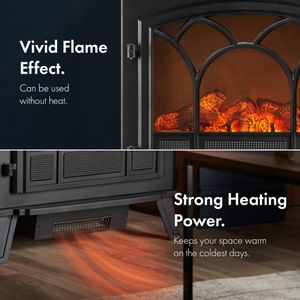 VonHaus Electric Stove Heater – Black Freestanding Fireplace
