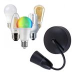 Ceiling Pendant E27 Heavy Duty Light Bulb Holder Light Fitting Set 6”(150mm) Lamp Hanging Light for Living Dining room Bedroom Kitchen Supplies Home Accessories 1PC [Energy Class A+] (black)