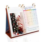 ZEEYUAN Photo Calendar 2025 Flip over 2025-2026 Desk Calendar with Photo Pockets (40 Photo 6x4) Calendar Planner Daily Calendar for Office and Home