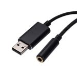 sourcing map 3.5mm Aux Cable USB Male to 3.5mm Audio Female Auxiliary HiFi Headphone Cord for Phone Headphone Speaker Stereo Echo, Black