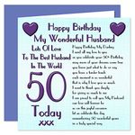 Husband 50th Happy Birthday Card - Lots Of Love To The Best Husband In The World - 50 Today