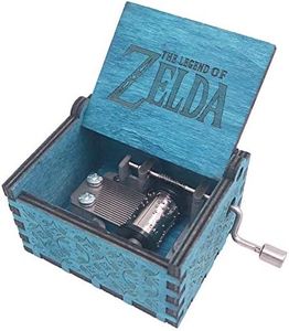 The Legend of Zelda Music box Hand Crank Musical Box Carved Wooden,Play Zelda:Song of Storms from Ocarina of Time,Blue