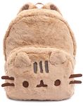 Pusheen Backpack Fur For Adults Teens Kids | Fluffy Beige Rucksack With 3D Ears Whiskers | Tabby Cat 13.5” Bag Adjustable Straps One Size