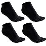 ProChosen Men's Cotton Toe Socks Five Finger Socks Low Cut Athletic Socks for Running 4 Pairs (Black)