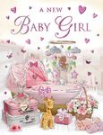 Regal Publishing New Baby Girl Card - 8 x 6 inches - Piccadilly Greetings