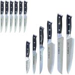 SliceElite Elite Series 12 Piece VG10 Damascus Kitchen Knife Set Chef Santoku Bread Utility Paring Fillet Steak Blades Forged Carbon Fiber Handle Cooking Cutlery Gift Box Professional Culinary Knives