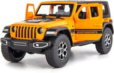 FEXXA Exclusive Alloy Metal Pull Back Die-cast Car Model with Sound Light Mini Auto Toy for Kids Metal Model Toy Car with Sound and Light [New Model] (1.32 Scale -Rubicon CAR-Orange)