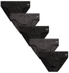 Reebok Men's Briefs - 5 Pack Quick Dry Low Rise Performance Underwear Briefs - Soft Stretch Athletic Men's Bikini Briefs S-XL, Black/Charcoal, M