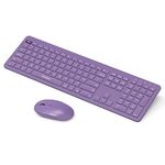 Rechargeable Wireless Keyboard and Mouse Set, Seenda Full Size Ultra Thin Quiet USB Keyboard Mouse with Build-in Lithium Battery, Compatible with Windows Laptop Computer PC, Purple