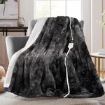 MAXEVE Electric Heated Throw Faux Rabbit Fur Blanket with 6 Heating Levels & 10H Auto Off, Fast Heating Warm Cozy Sherpa Washable Blanket with Over-Heat Protection, ETL Certification, Grey