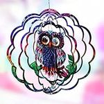 VP Home Mystical Owl Kinetic Wind Spinner for Yard and Garden Wind Spinner Outdoor Metal Large Hanging Owl Decor 3D Garden Art Wind Sculpture Spinners Mandala Kinetic Art Garden Spinner Decorations