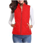 NSICBMNO Women's Padded Vest Quilted Gilet Stand Collar Coat Winter Warm Jacket Outdoor Sleeveless Jacket With Pockets Ladies Puffer Gilet Solid Color Body Warmer Lightweight Running Vest Uk Size