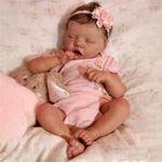 GYCV Lifelike Reborn Baby Doll Girl - 18 Inch Realistic Newborn Silicone Doll That Looks Real - Sleeping Small Full Silicone Life-Like Baby With Gift Box Toy Set for Kids 3+