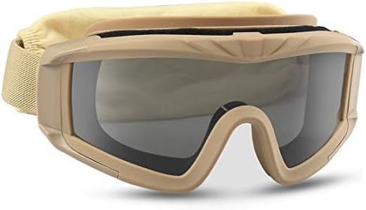 xaegistac Airsoft Goggles, Tactical Safety Goggles Anti Fog Military Eyewear with 3 Interchangable Lens for Paintball Riding Shooting Hunting Cycling (Khaki)