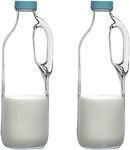 2 Pc 47oz Clear Glass Milk Bottles 