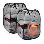 2 Pack Pop Up Mesh Laundry Hamper Basket for Dirty Clothes, Portable Handles Foldable to Easy Storage & Washable Design for Travel Home Use