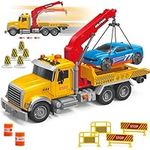 Tow Truck Toy Flatbed and Crane wit