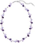 Short Beaded Turquoise Necklace for Women - Fashion Jewelry with Pearl and Crystal Bead, Birthday Gifts for Women (27-Purple)