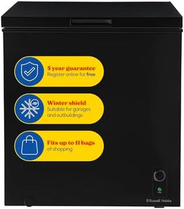 Russell Hobbs Black Chest Freezer 198L Freestanding with 5 Year Warranty, Adjustable Thermostat, Chill or Freeze Function, 4 Star Freezer Rating & Suitable for Outbuildings & Garages RH198CF0E1B