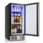 KOTEK 2.9 Cu.ft/115 Cans Beverage Fridge, 32 to 50℉, Under Counter Freestanding Beverage Center w/Stainless Steel Door, Digital Temperature Control, Mini Bar Fridge without Freezer for Home