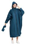 NeroPoke Raincoat, Bicycle Backpack, Rain Gear Kappa, Women's, Men's, Wide and Long, Lightweight, For Work Commutes, School, Windproof, Waterproof, Unisex, Navy Blue, Free Size