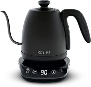 Krups Bouilloire col de cygne, Polyvalente, Thé, Café, Infusion, 8 températures, Maintien au chaud 30 min, Couvercle amovible, Café Control BW923810, Noir