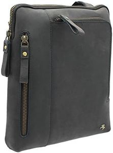 VISCONTI ROY Bolso de Mensajero Cruzado Cuerpo, de Cuero Aceitado para Tableta/iPad 15056 Azul Petróleo