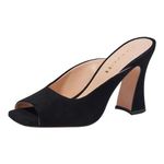 COACH Women's Laurence Suede Sandal Heel, Black, 5