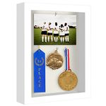 Americanflat 8x10 Shadow Box Frame with Shatter-Resistant Glass - Silhouette Collection - Large Shadow Box Display Case for Tabletop and Wall Display - White with Soft Linen Back