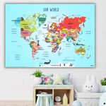 EKDALI World- World Map and Its Countries- Learning | world map poster for kids | Wall posters for study,world map learning 16.5 x 23.4 inch