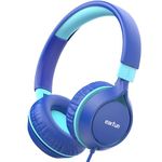 EarFun Kids Headphones, Foldable On-ear Headphones for Kids, 85dB Volume Limiter, Sturdy Design, Stereo Sound, Super Light, Adjustable Headband, Wired Children Headphone for School/Travel/Phone, Blue