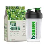 bGREEN by HealthKart Vegan Plant Protein Powder (Chocolate, 500g, 13 Servings) with Shaker | 25g Protein (Pea Protein Isolate & Pumpkin Seed)