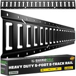 Rhino USA E Track Rail 5' (2 Pack) Used for Trailers, Vans, Garages & More - Ultimate E-Track Rails System for Quick & Easy Cargo Management - Galvanized Steel - Up to 2,000lbs Load Limit