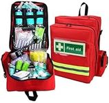 EVAQ8 First Response First Aid Kit in Red Rucksack British Standard Compliant UK Assembled