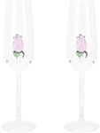 Rose Wine Glasses Set of 2, Red Wine Glass with Rose Inside, Crystal Flute Rose Flower Goblet Cocktail Cup for Party Wedding Festival Celebration (7.86X2.36in)