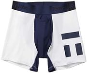 Tommy John Men’s Underwear, 360 Sport Trunk with Contour Pouch, Short 4" Inseam, Moisture Wicking Underwear, Soft Breathable Stretch Waistband Boxer Briefs (White/Dress Blues, Medium)