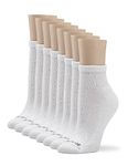 No nonsense womens Cushion Quarter Top 8 Pair Pack Liner Socks, White, One Size US, White, One Size