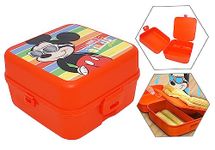 Mickey Mouse Lunch Box for Kids | 3 Compartment Lunch Container with Click Lock, Leak Proof Sandwich Boxes Kid Sports Camping Nursery Traveling Meal Prep Containers Airtight Fridge/Freezer - 13cm