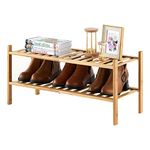 Bamboo Shoe Rack for Entryway, Stackable | Heavy Duty | Multi-Function, Free Standing Shoe Racks for Bedroom Hallway Closet … (Natural, 2-Tier)