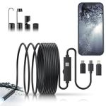 Endoscope Camera with Light - Borescope Inspection Snake Camera, 1920P HD Bore Scope with 8 Lights, IP67 Waterproof 16.4FT Semi-Rigid Cable for Pipe Inspection, 7.9mm Industrial Endoscope for iPhone