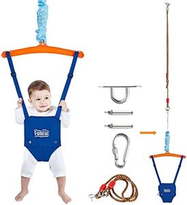 FUNLIO Baby Jumper with a Ceiling Hook for 6-24 Months, Baby Door Jumper for Indoor/Outdoor Play, Infant Jumper Doorway with Adjustable Chain, Easy to Assemble & Store (with a Ceiling Hook)