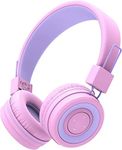 iClever BTH02 Kids Headphones, Kids Bluetooth Headphones with MIC, 22H Playtime, Bluetooth 5.0 & Stereo Sound, Foldable, Adjustable Headband, Childrens Headphones for iPad Tablet Home School (Pink)