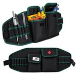 PAHAL Adjustable Tool Belt for Electrician, Carpenter & Construction Worker – Heavy Duty Utility Waist Pouch with Multiple Pockets, Tool Organizer, 24 Inch Length, Fits Waist 25-52 Inch, Black