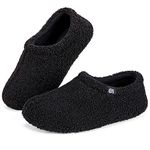 VeraCosy Ladies' Fuzzy Curly Fur Memory Foam Slippers Anti-Slip Lightweight Breathable House Shoes, Black, 5/6 UK